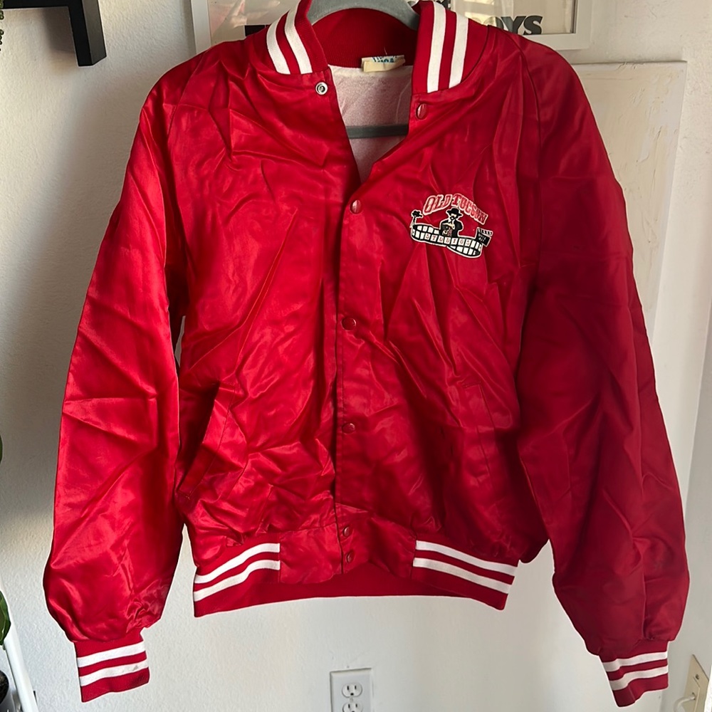 Vintage Made in USA satin bomber jacket. Old Tucson studios. Size XL